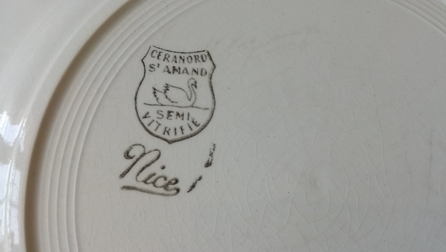 Assiette - grande plate Nice Céranord - Saint Amand