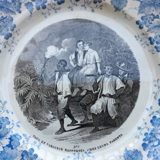 Assiette parlante Paul et Virginie Creil & Montereau