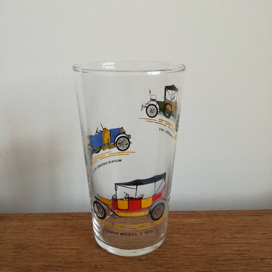Verre à eau à décor de voitures anciennes