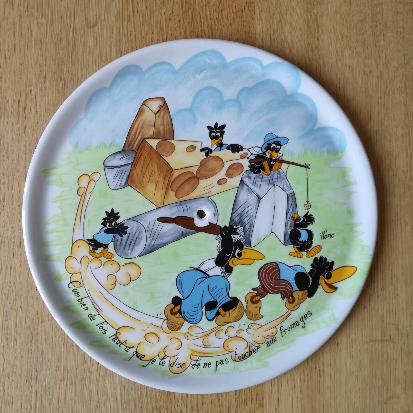 Plateau à fromage Heckle & Jeckle, Porcelaine française