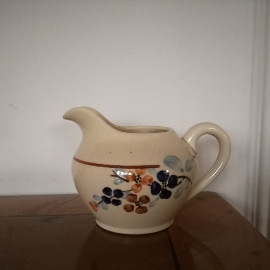 Pot à lait à fleurs bleues & marron, Sarreguemines