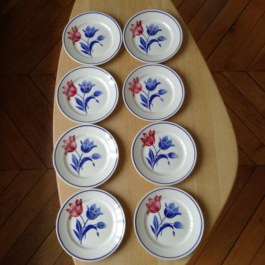 8 grandes assiettes, modèle "Montlhéry", Badonviller F