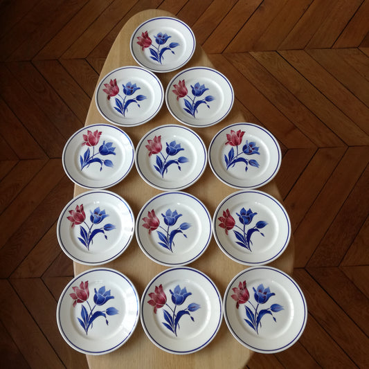 12 grandes assiettes, modèle "Montlhéry", Badonviller F