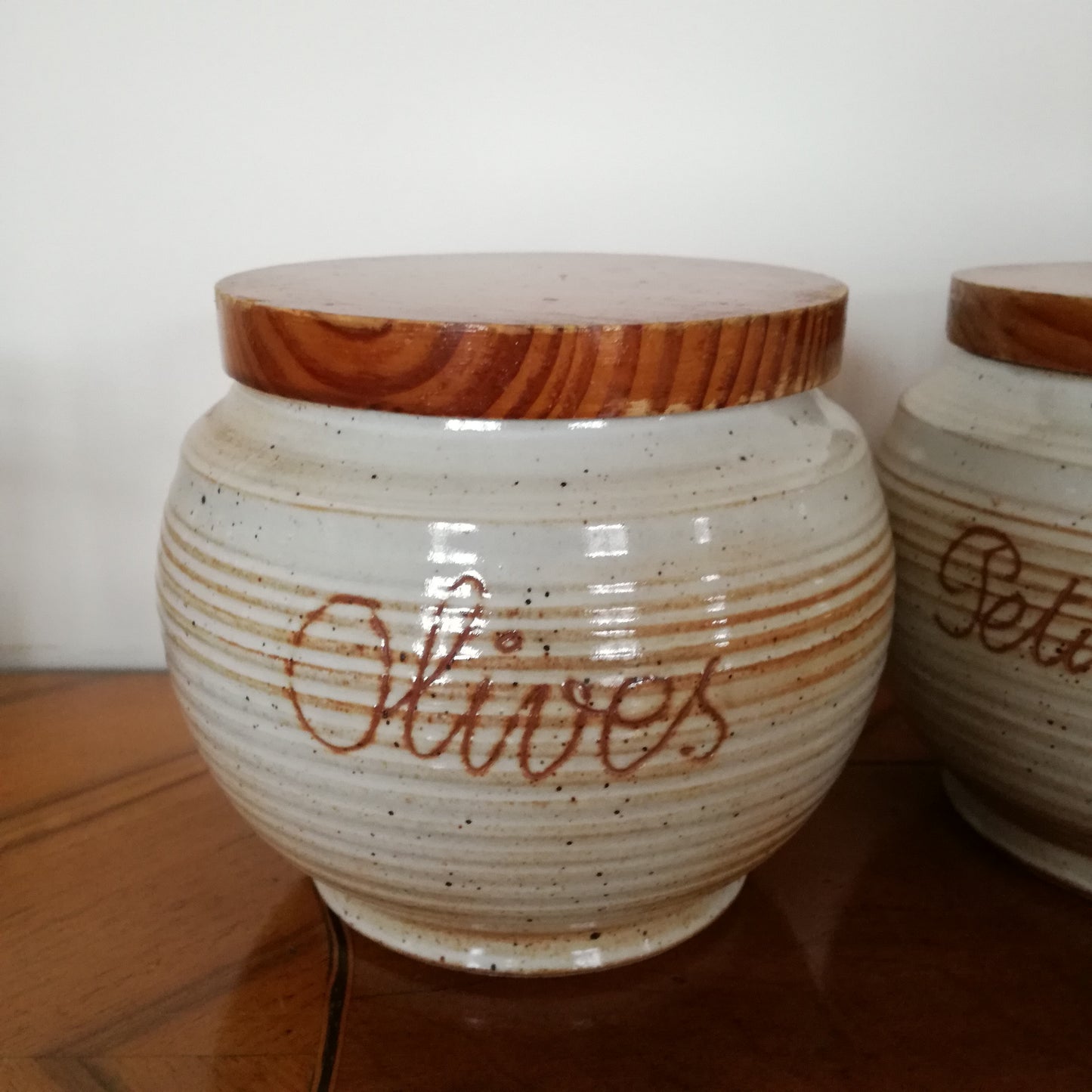 3 pots de conservation en grès pour Cornichons / Olives / Petits Oignons, Grès du Marais