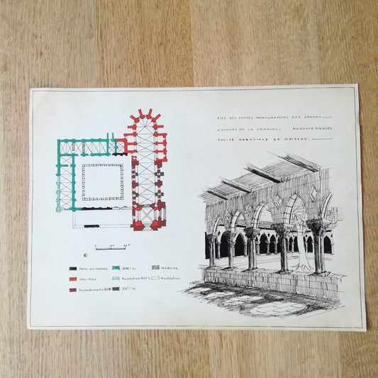 Planche d'architecture, Un cloître du Moyen Âge (Moissac)