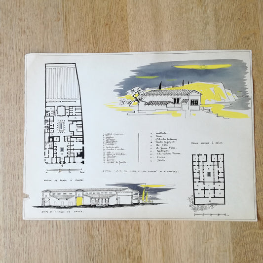 Planche d'architecture, Parallèle de maisons à Délos et à Pompeï