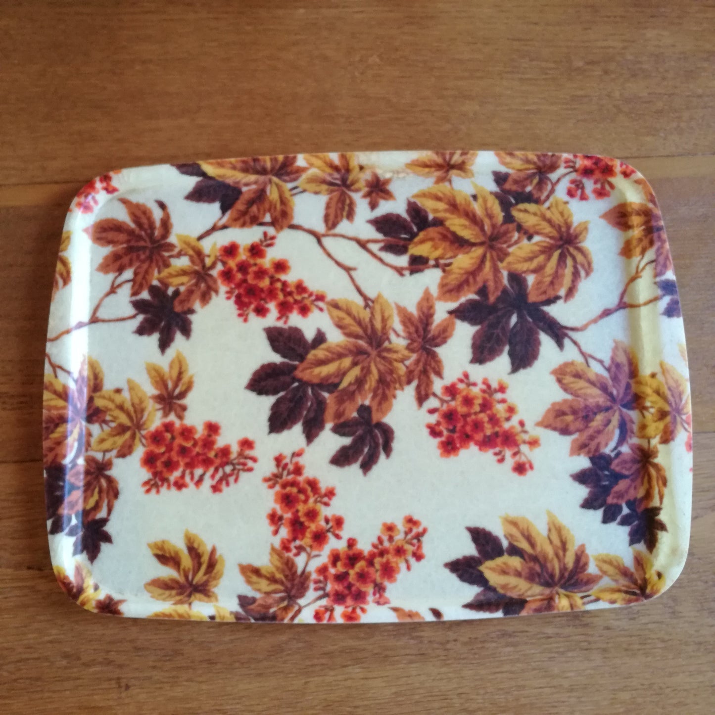 Plateau en fibre de verre à décor de feuilles d'automne