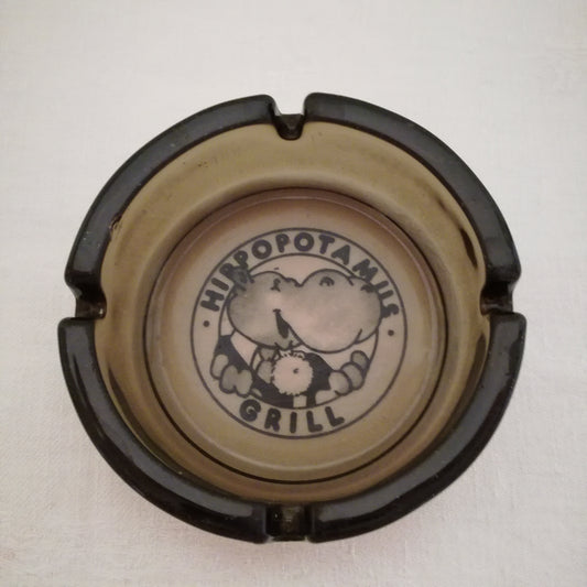 Cendrier publicitaire en verre noir Hippopotamus Grill