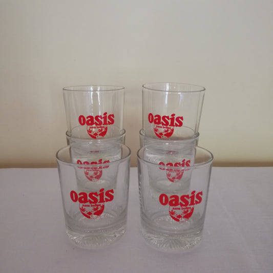 6 verres à eau publicitaires pour la boisson aux fruits "Oasis"