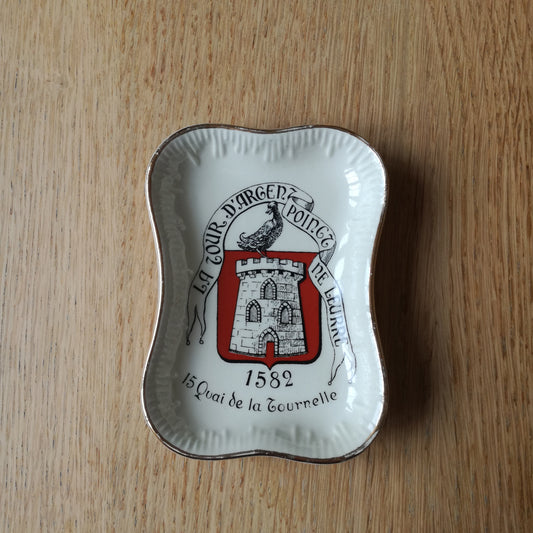 Cendrier publicitaire en faïence pour le restaurant la Tour d'Argent, K & G Lunéville