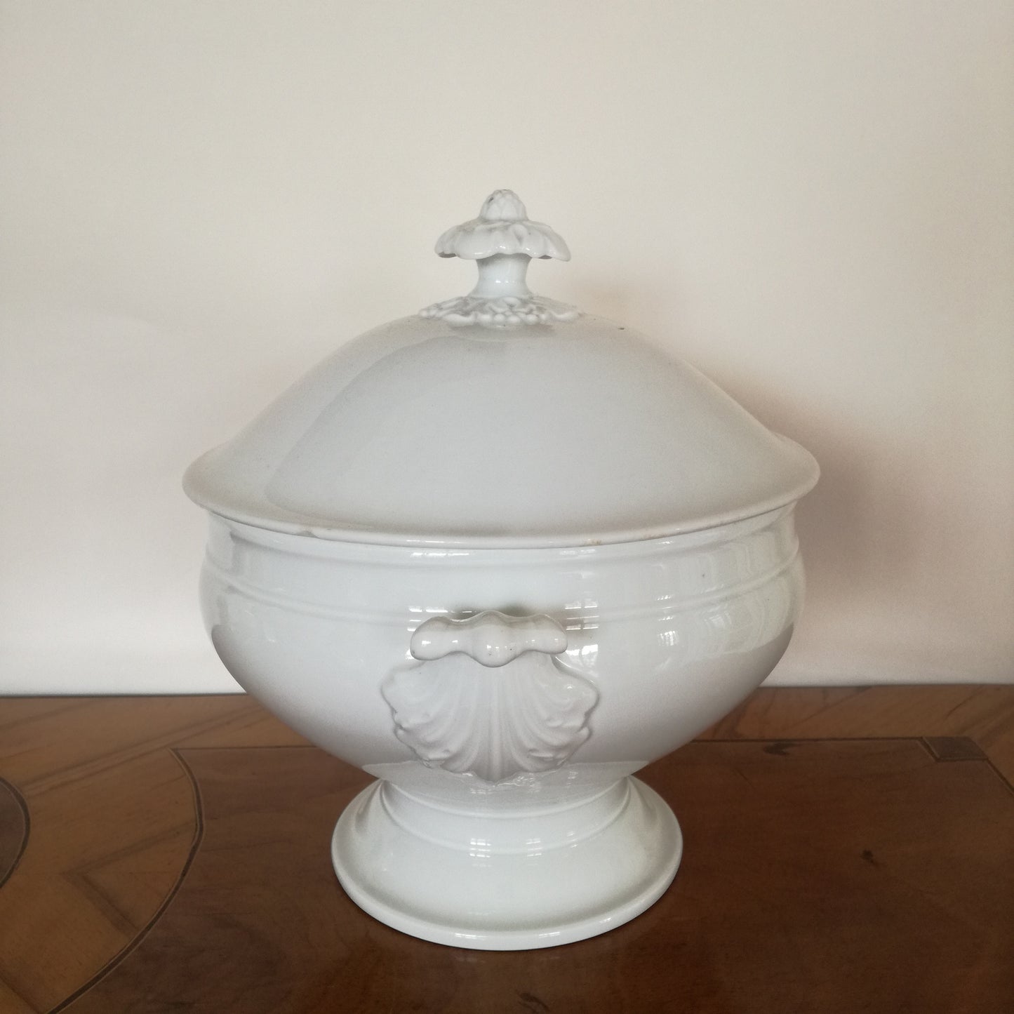 Grande soupière en porcelaine à décor de feuilles d'artichaut