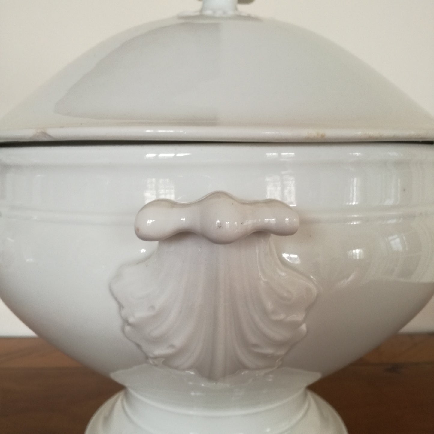 Grande soupière en porcelaine à décor de feuilles d'artichaut