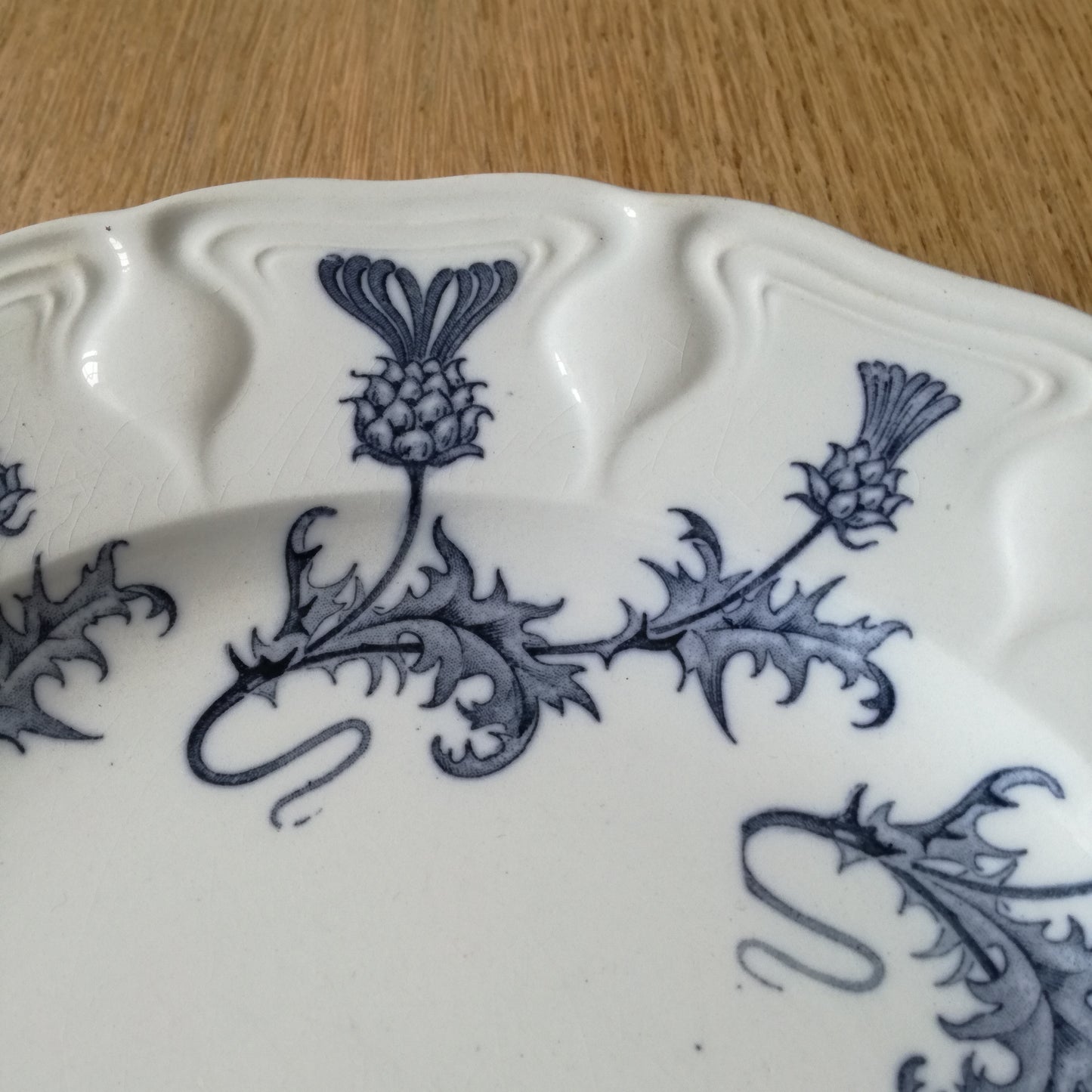 4 grandes assiettes et 1 petite assiette modèle "Chardons", U & Cie Sarreguemines