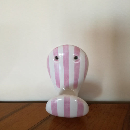 Patère rayée rose et blanche Porcelaine de Paris