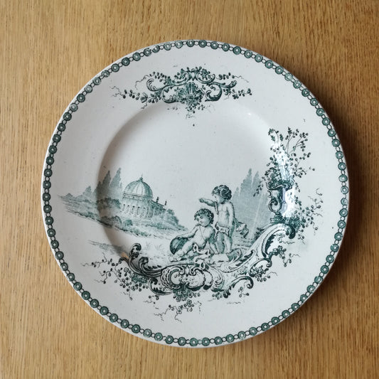 1 grande assiette en faïence, modèle "Trianon", Saint Amand, A. Lebacqz & M. Bouchart