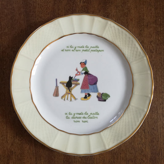 Petite assiette parlante en porcelaine "Il était une bergère", Bernardaud Limoges
