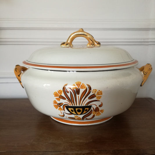 Grande soupière ancienne modèle Œillet de Creil & Montereau