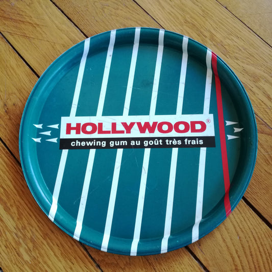 Plateau publicitaire vintage en métal Hollywood chewing gum