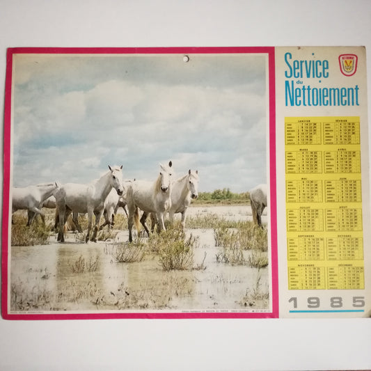 Calendrier almanach année 1985 (chevaux)