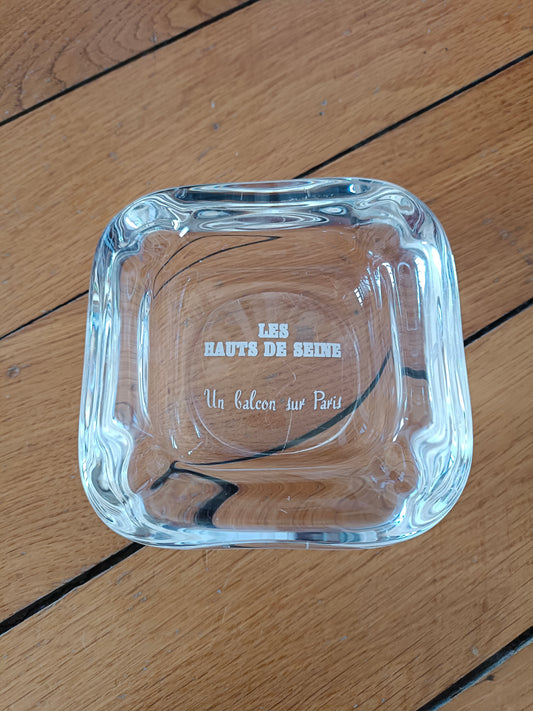 Cendrier publicitaire en cristal pour les Hauts de Seine "Un balcon sur Paris"
