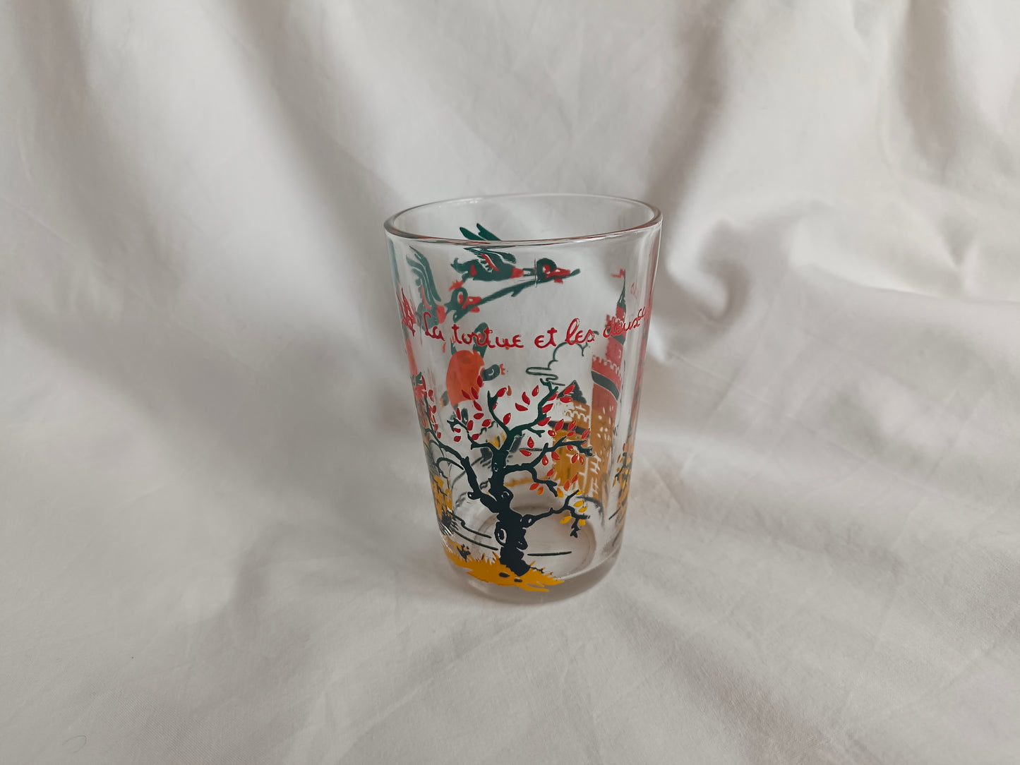 Verre à moutarde "La tortue et les deux canards" Fables La Fontaine VHR