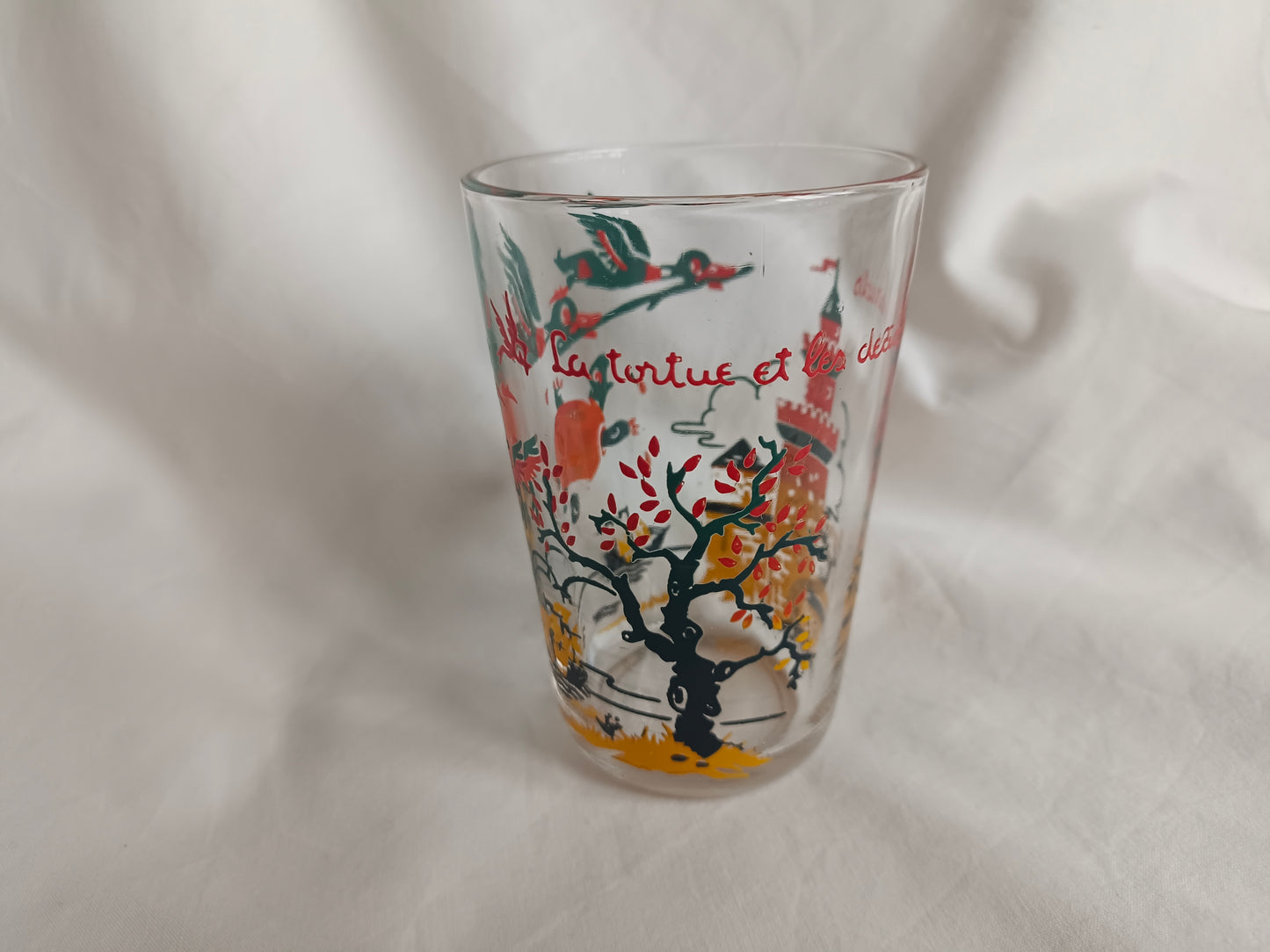 Verre à moutarde "La tortue et les deux canards" Fables La Fontaine VHR