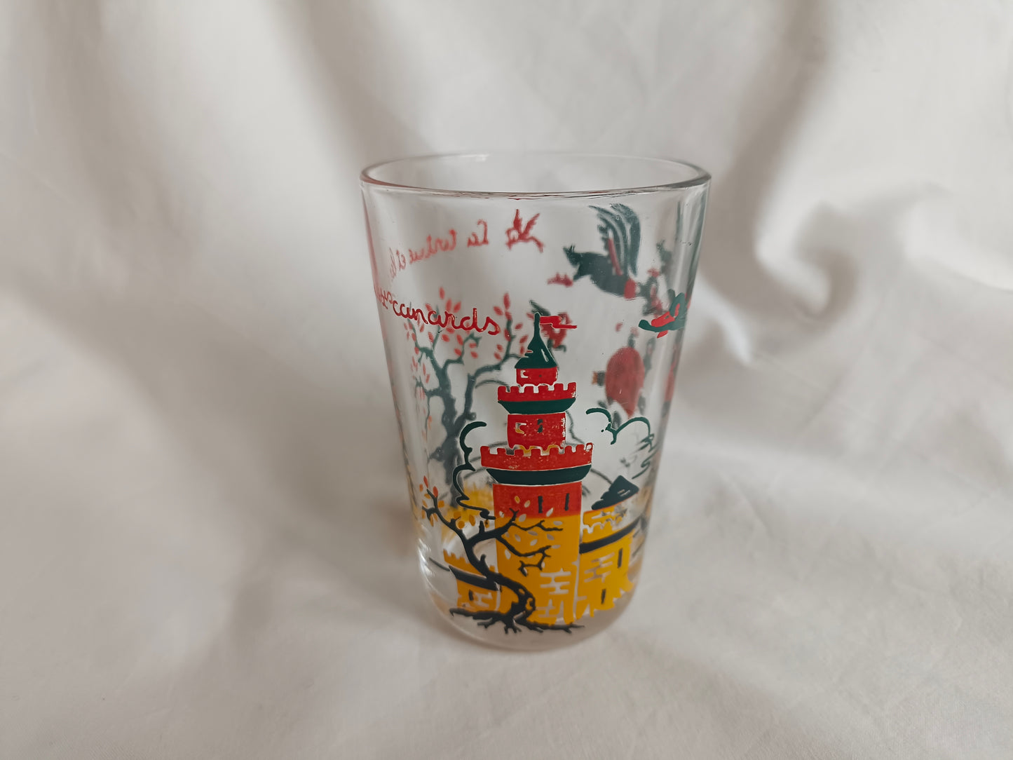 Verre à moutarde "La tortue et les deux canards" Fables La Fontaine VHR