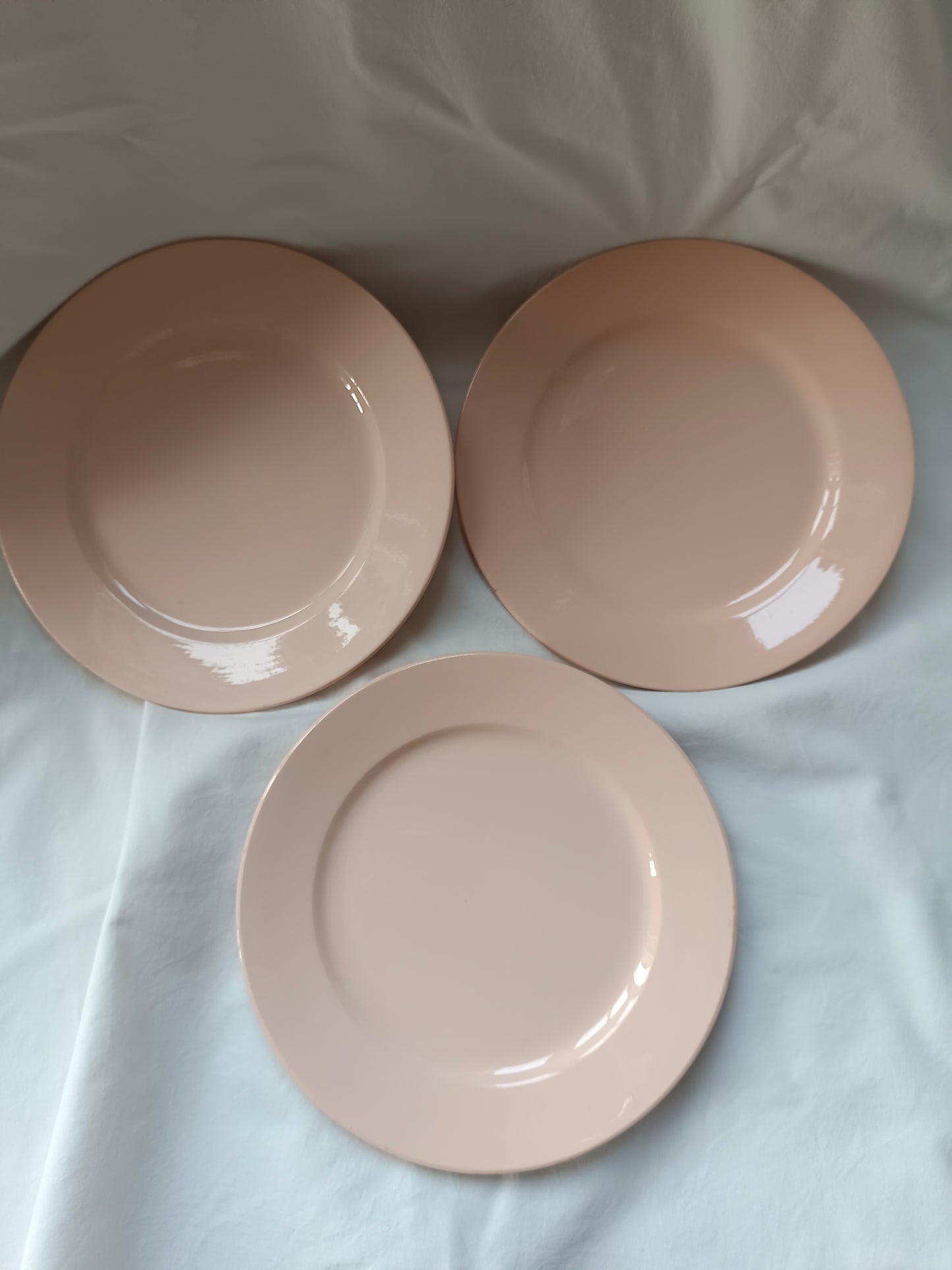 3 assiettes à dessert rose poudré Digoin & Sarreguemines