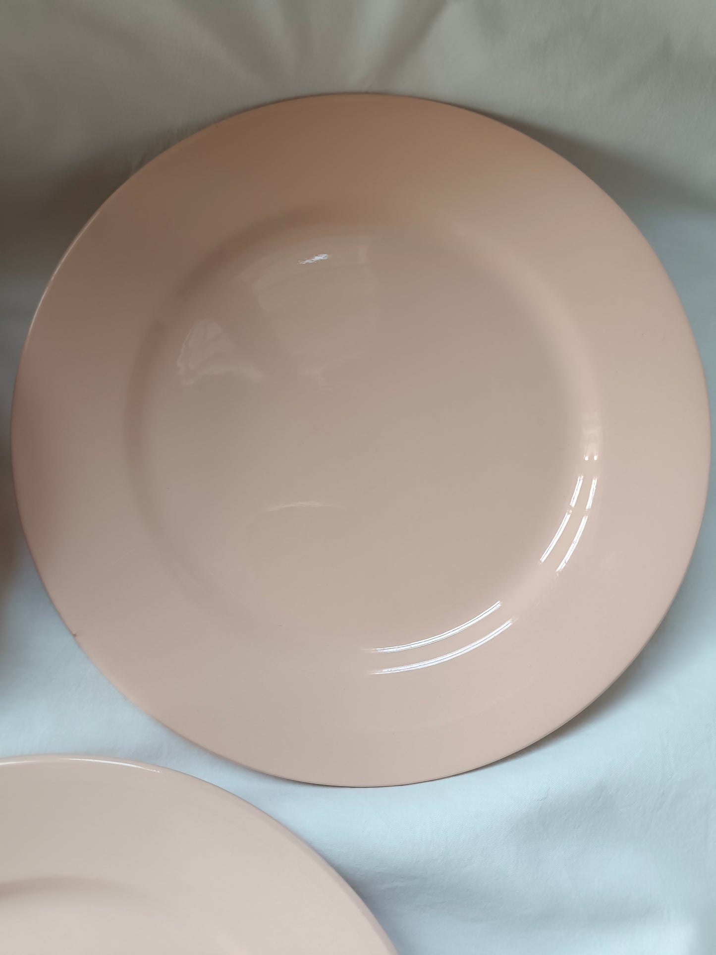 3 assiettes à dessert rose poudré Digoin & Sarreguemines