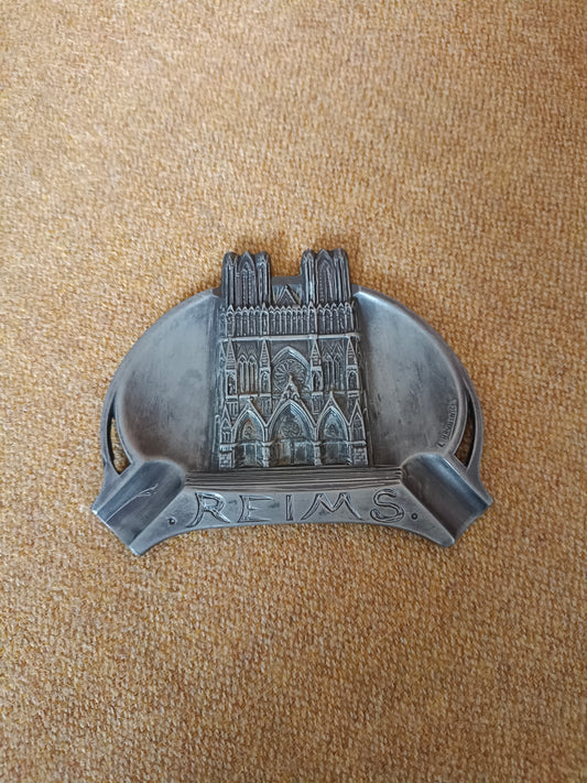 Cendrier Art Nouveau cathédrale de Reims signé Brunswick