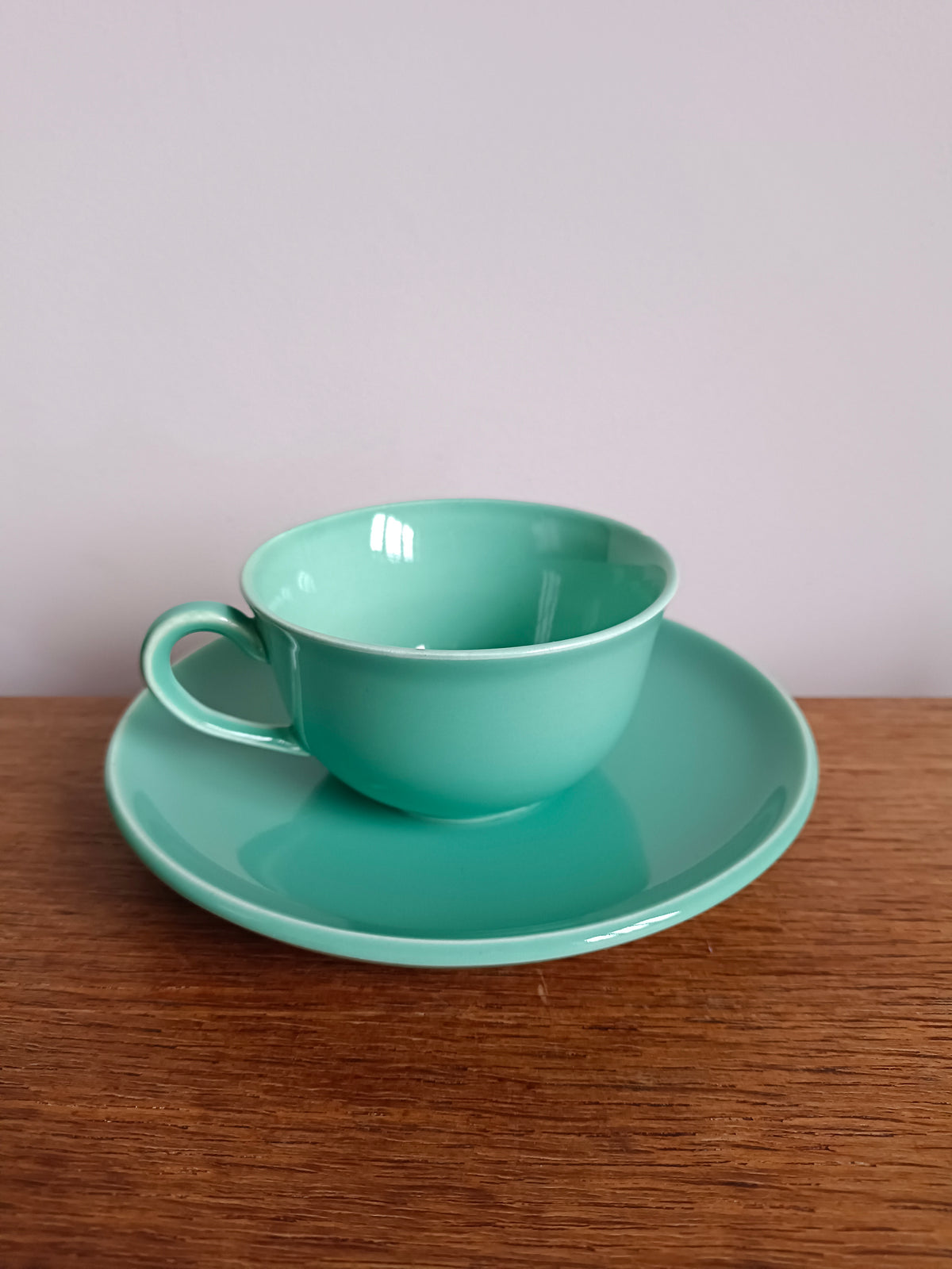 3 tasses à café et coupelles multicolore en faïence de Salins