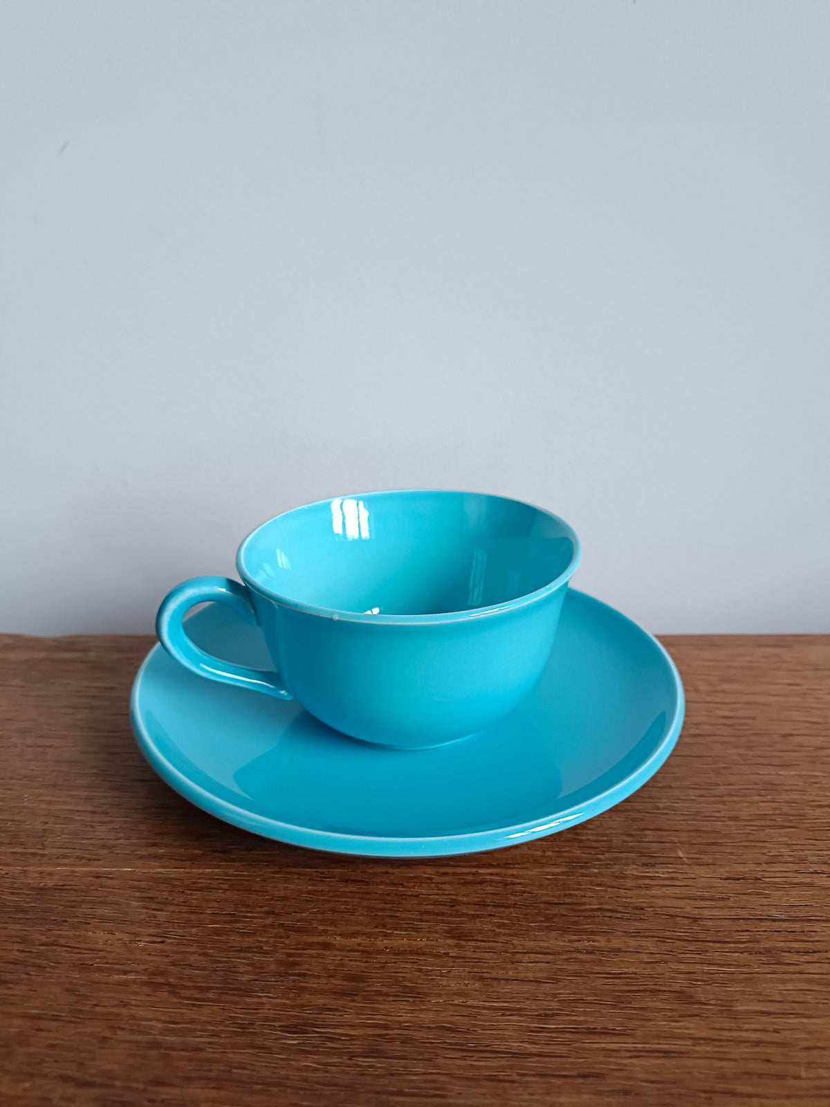 3 tasses à café et coupelles multicolore en faïence de Salins