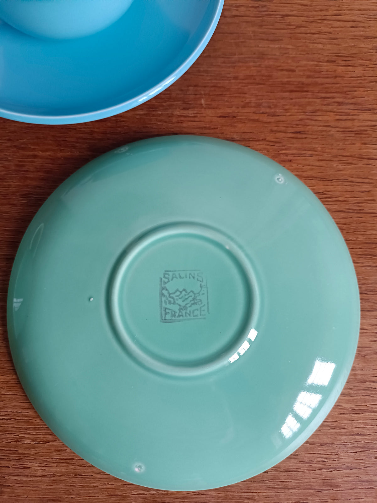 3 tasses à café et coupelles multicolore en faïence de Salins