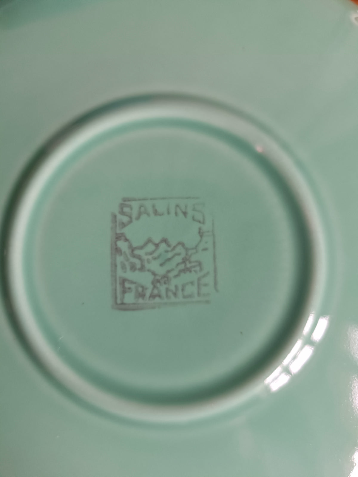 3 tasses à café et coupelles multicolore en faïence de Salins