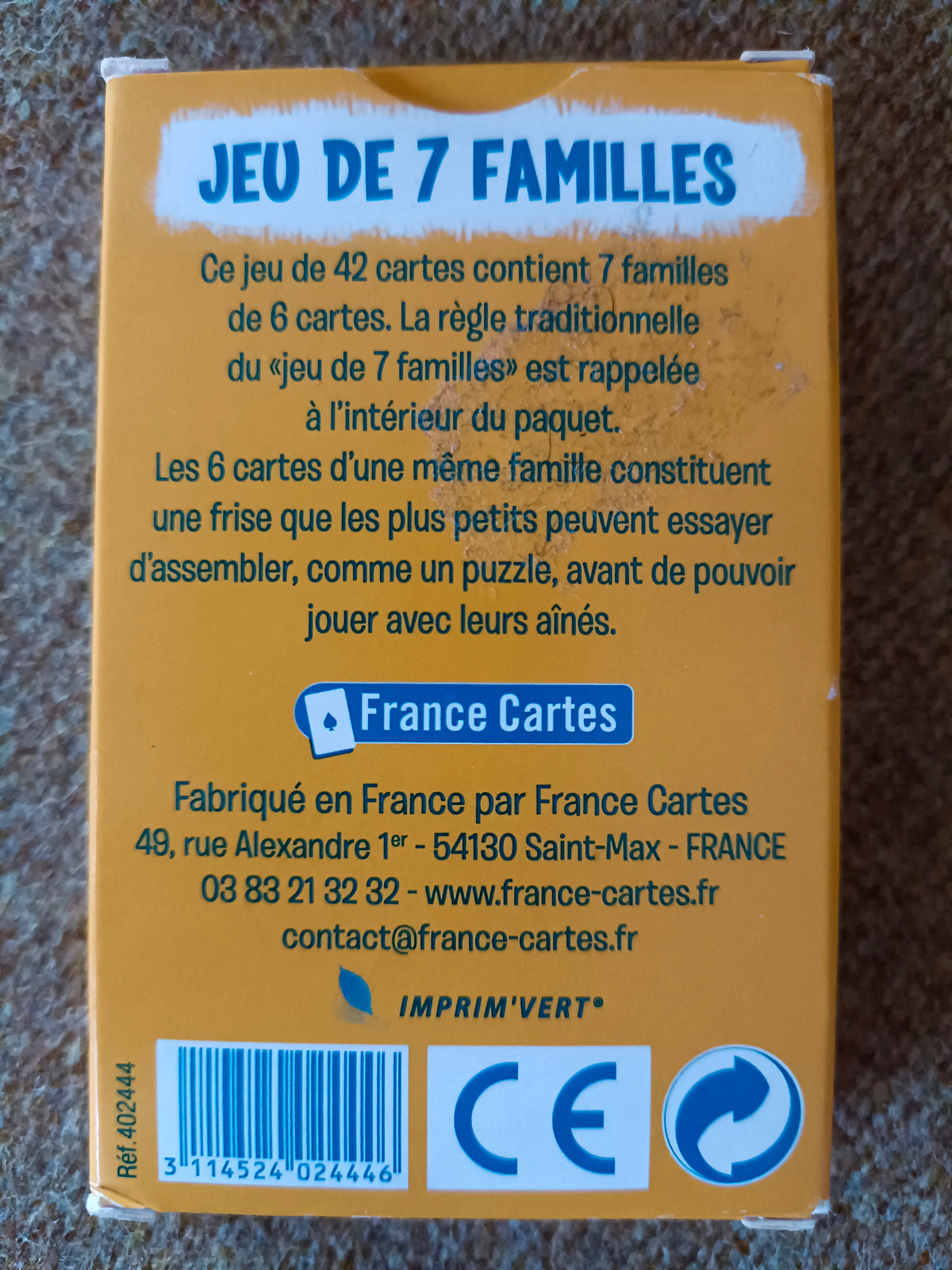 Jeu de 7 familles Fables de La Fontaine, France Cartes