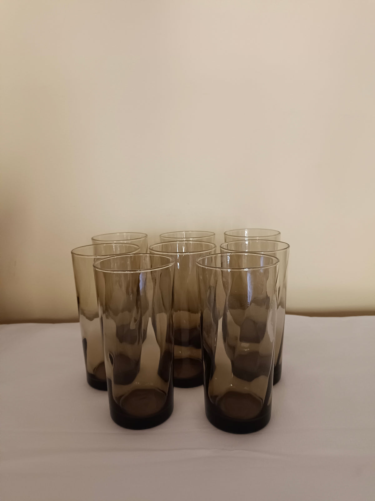 8 verres à orangeade en verre fumé torsadé