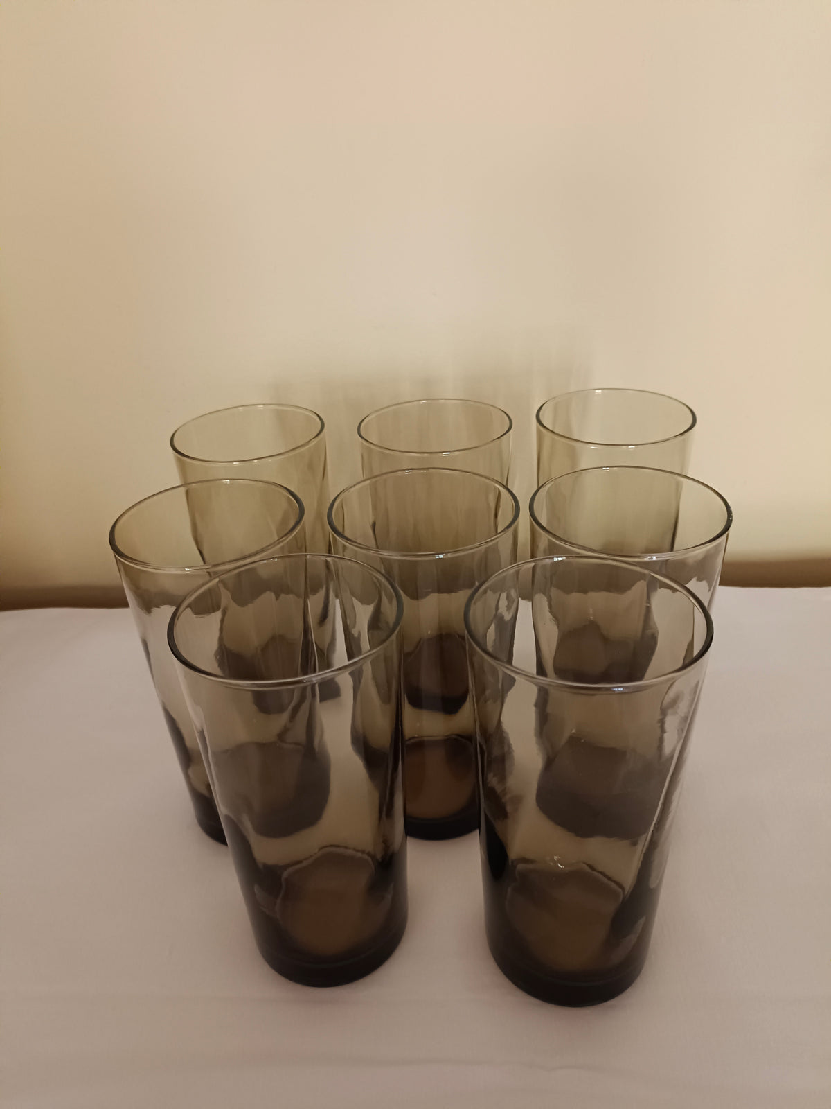 8 verres à orangeade en verre fumé torsadé