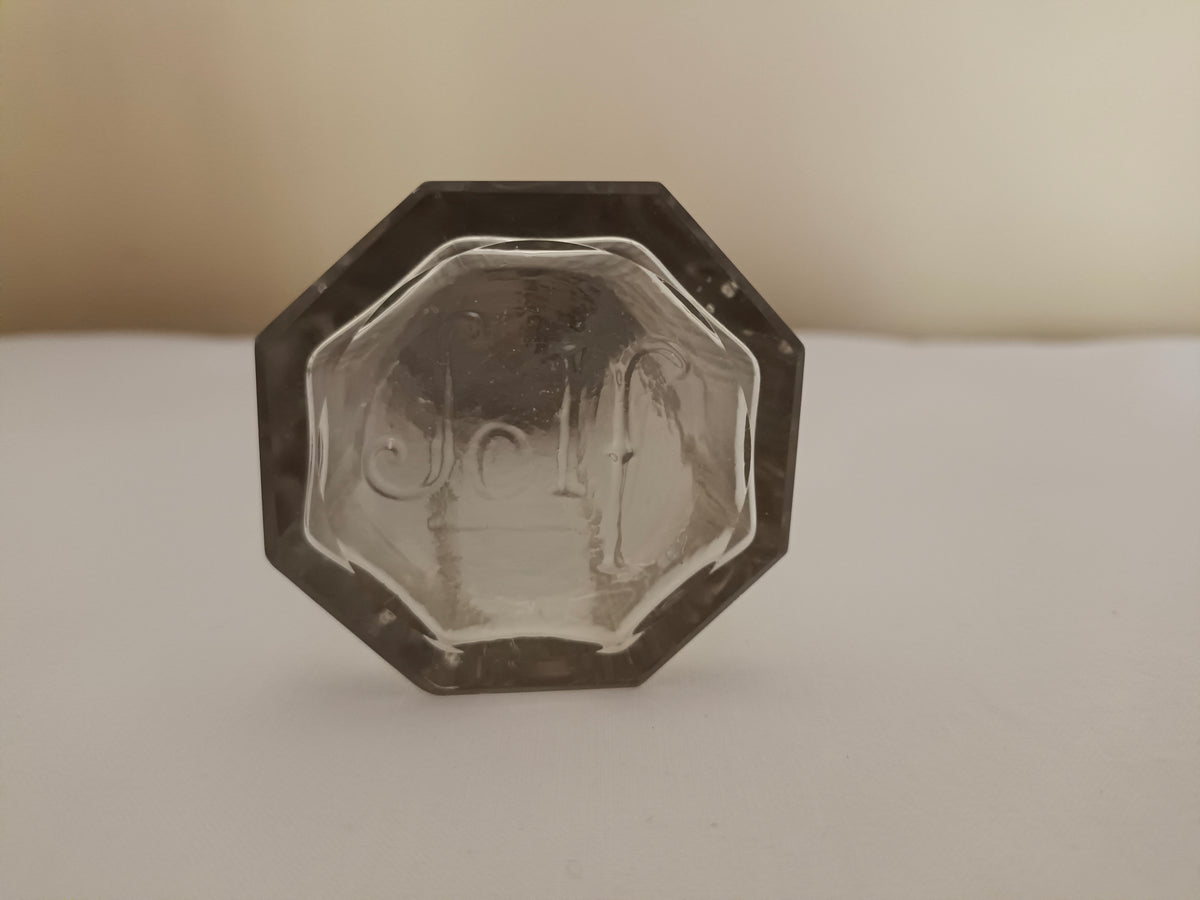 Sucrier saupoudreuse en verre à pans coupés et métal