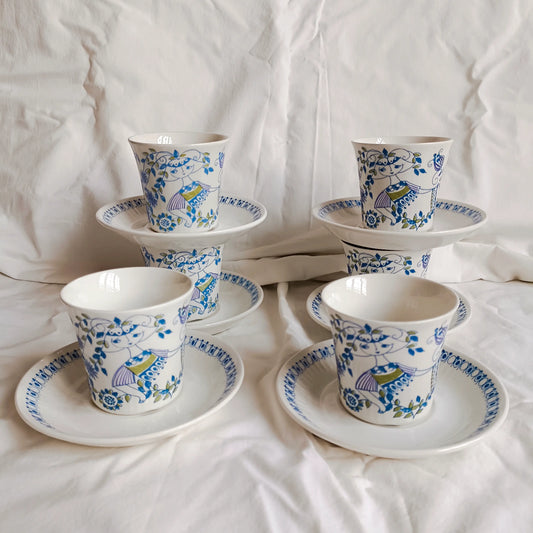 6 tasses à café et sous-tasses Turi Design modèle Lotte Norvège années 70
