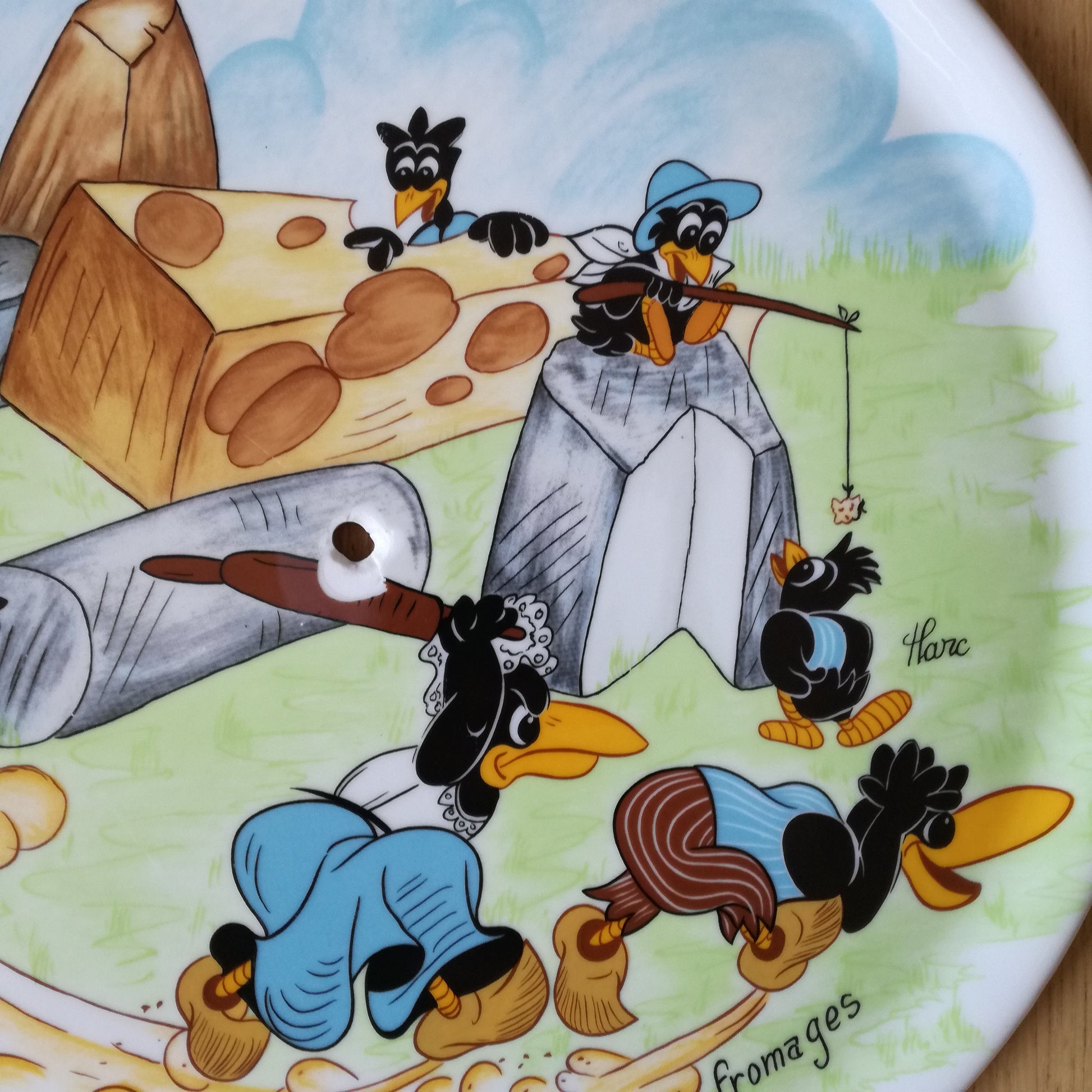 Plat Heckle & Jeckle Porcelaine française